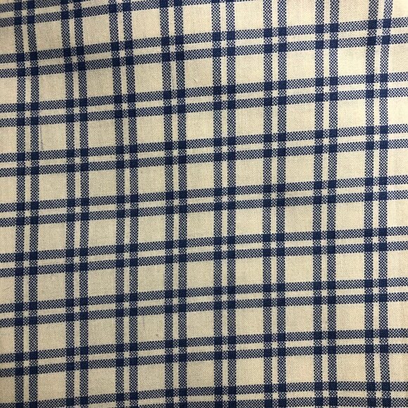 Quilt Cotton Fabric Material - Just shy 6 yards Blue Cream Check #427-3 - Picture 1 of 4